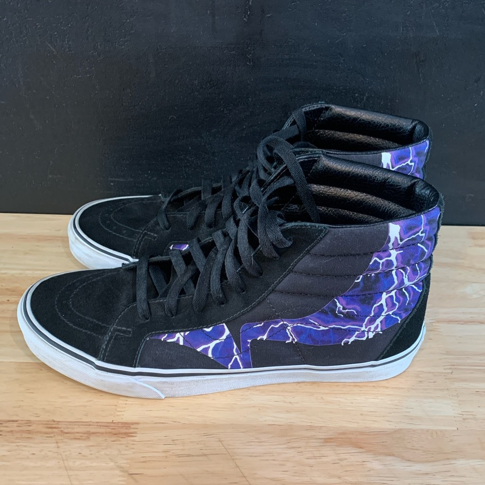Vans Black and Purple High-Top Sneakers